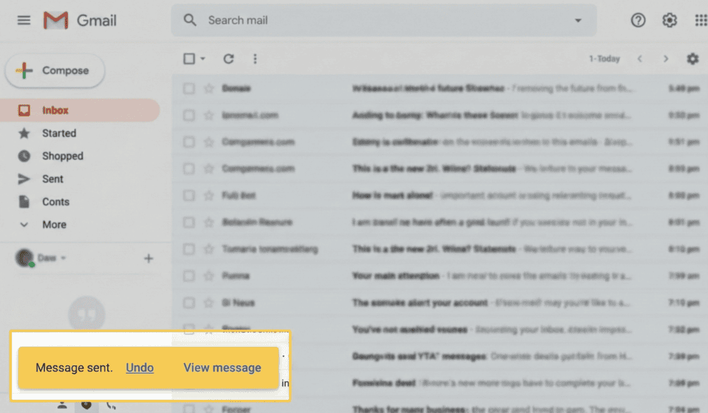 Gmail Undo Send Feature UI